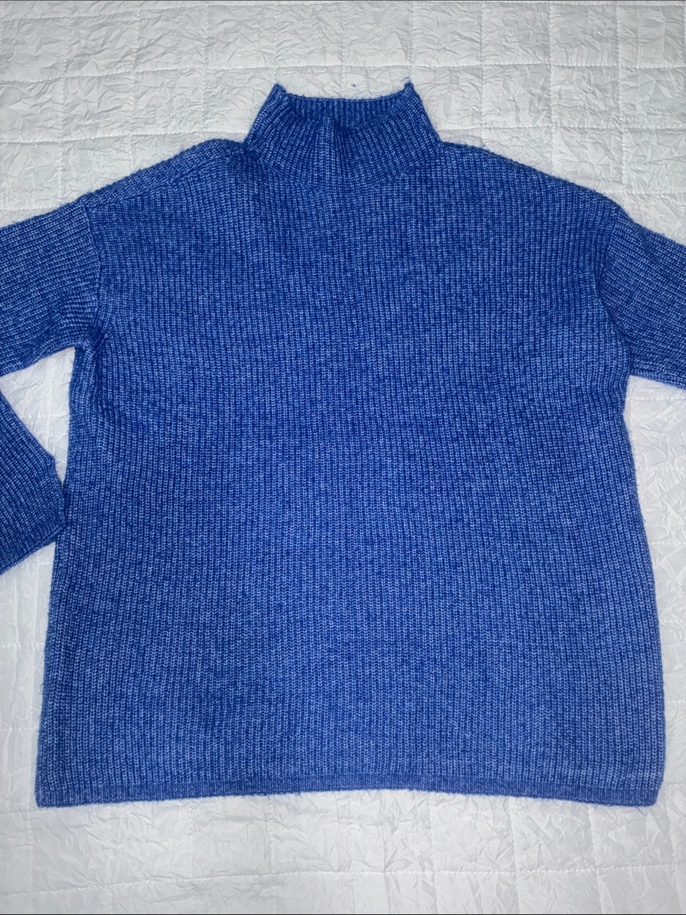 LOFT Women’s Royal Blue Mock Turtleneck Ribbed Knit Sweater